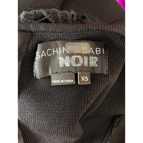 Sachin + Babi Flutter Lace Dress Short Sleeve Ruffle Hem Sheath Midi Black XS - Picture 8 of 10